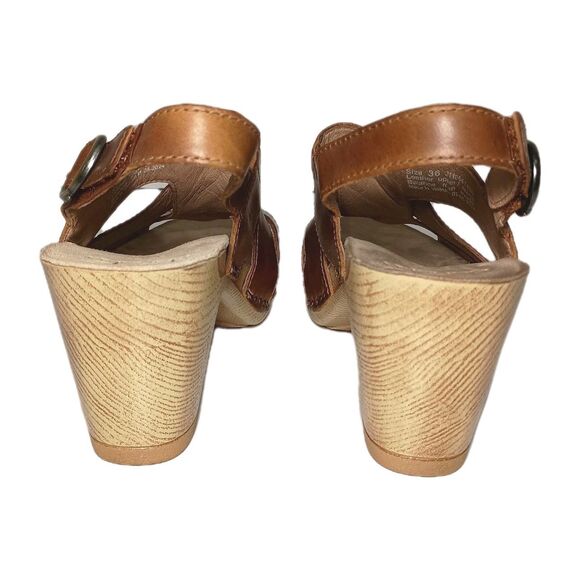 Dansko Tatiana Tan Pull Up Leather Sandals Size 36 Comfort Heel Slingback - Picture 12 of 16